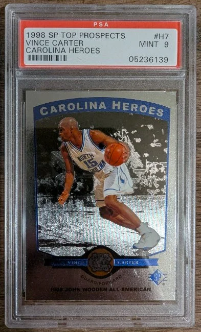 1998 SP Top Prospects #H7 Vince Carter Carolina Heroes PSA 9 Mint